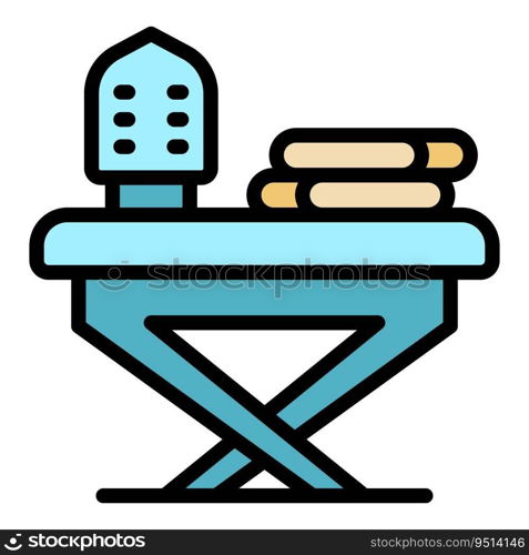 Iron appliance icon outline vector. Cloth board. Electric house color flat. Iron appliance icon vector flat