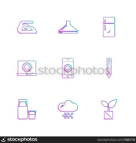 iron , fridge , laptop , pencil , hardware , tools ,labour , constructions , icon, vector, design, flat, collection, style, creative, icons , electronics ,