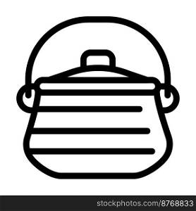 iron pot cooking line icon vector. iron pot cooking sign. isolated contour symbol black illustration. iron pot cooking line icon vector illustration
