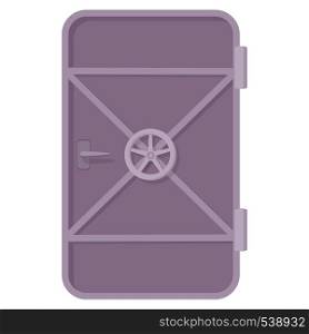 Iron ship door with lock wheel icon in cartoon style on a white background. Iron ship door with lock wheel icon