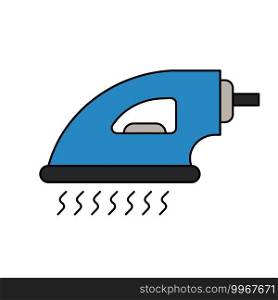 Iron steam appliance laundry housework domestic vector illustration. Home iron steam isolated white hot equipment tool icon. Work device power flatiron. Simple sign drawing icon concept device