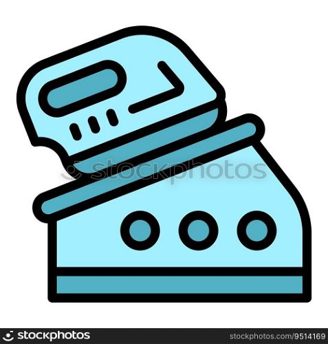Iron steam icon outline vector. Cloth board. Electric ironing color flat. Iron steam icon vector flat
