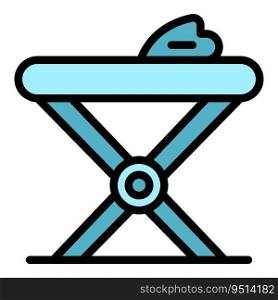 Ironing board icon outline vector. Iron table. Cloth steam color flat. Ironing board icon vector flat