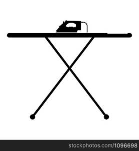 Ironing board with iron icon black color vector illustration flat style simple image. Ironing board with iron icon black color vector illustration flat style image