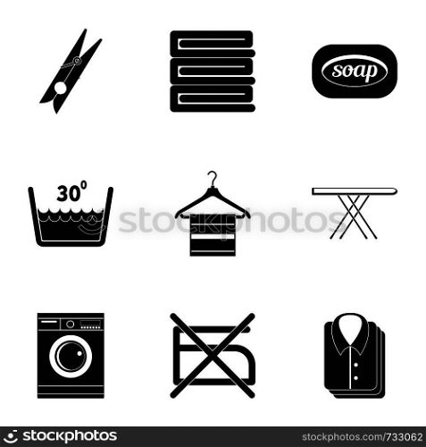 Ironing icons set. Simple style set of 9 ironing vector icons for web design. Ironing icons set, simple style