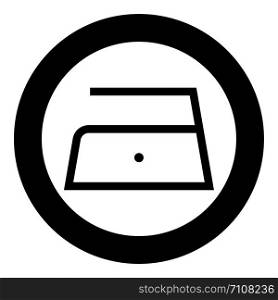 Ironing is allowed low slow temperature to one hundred and ten 110 degrees Clothes care symbols Washing concept Laundry sign icon in circle round black color vector illustration flat style simple image. Ironing is allowed low slow temperature to one hundred and ten 110 degrees Clothes care symbols Washing concept Laundry sign icon in circle round black color vector illustration flat style image