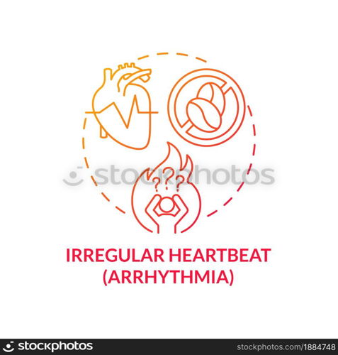 Irregular heartbeat concept icon. Heart arrhythmia abstract idea thin line illustration. Hypertension symptom. Caffeine intake. Emotional tension. Vector isolated outline color drawing. Irregular heartbeat concept icon