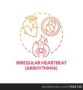Irregular heartbeat concept icon. Heart arrhythmia abstract idea thin line illustration. Hypertension symptom. Caffeine intake. Emotional tension. Vector isolated outline color drawing. Irregular heartbeat concept icon