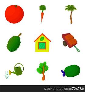 Irrigation icons set. Cartoon set of 9 irrigation vector icons for web isolated on white background. Irrigation icons set, cartoon style