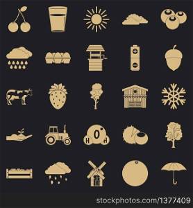 Irrigation icons set. Simple set of 25 irrigation vector icons for web for any design. Irrigation icons set, simple style