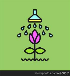 Irrigation system for the plants. Watering flowers. Vector icon.