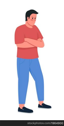 Irritated man semi flat color vector character. Posing figure. Full body person on white. Emotional expression isolated modern cartoon style illustration for graphic design and animation. Irritated man semi flat color vector character