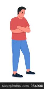 Irritated man semi flat color vector character. Posing figure. Full body person on white. Emotional expression isolated modern cartoon style illustration for graphic design and animation. Irritated man semi flat color vector character