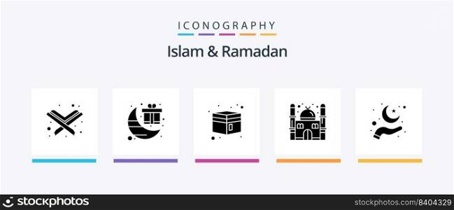 Islam And Ramadan Glyph 5 Icon Pack Including islam. care. building. ramadan. mosque. Creative Icons Design