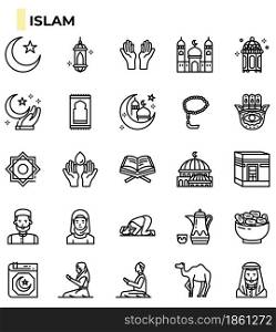 Islam icon set for religion website, presentation, book.