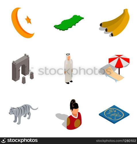 Islam icons set. Cartoon set of 9 islam vector icons for web isolated on white background. Islam icons set, cartoon style