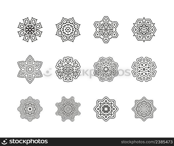 Islam, Indian, Arabic, moroccan, chinese, ottoman motifs. Anti stress therapy patterns set. Set of round mandalas. Vintage decorative elements.. Print