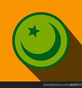 Islam symbol flat icon. Round icon on a yellow background. Islam symbol flat icon