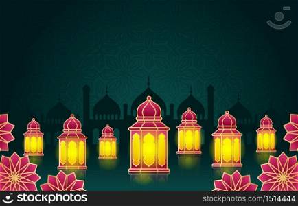 Islamic Arabic Lantern for Ramadan Kareem Eid Mubarak Background