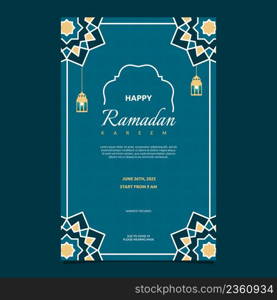 Islamic Event Ramadan Kareem Card Frame Background Simple Flat Design