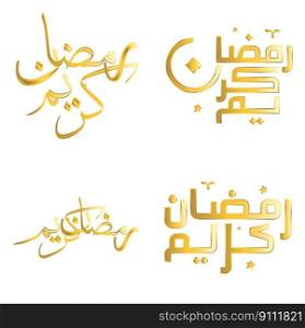 Islamic Fasting Month  Golden Ramadan Kareem Vector Illustration in Arabic Calligraphy.