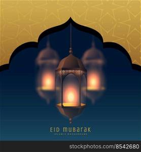 islamic festival eid mubarak beautiful background with hanging l&s
