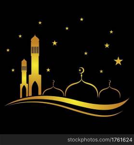 Islamic holiday suitable for Ramadan  Raya Hari  Eid al Adha and Mawlid. A lit up lantern and crescent moon decor on serene evening blue background