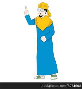 Islamic male preacher is preaching. vector design illustration art