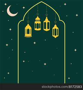 Islamic mosque Ramadan Mubarak greeting cards design vector flat design