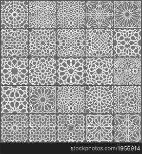 Islamic ornament vector set. Arabic ramdan pattern tile patchwork. Islamic flower motif ramadan mubarak.. Islamic ornament vector set. Arabic ramdan pattern tile patchwork. Islamic flower motif ramadan mubarak. Muslim star pattern simple.