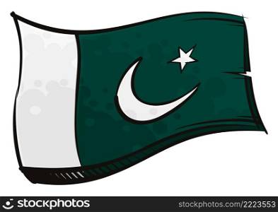 Islamic Republic of Pakistan national flag created in graffiti paint style