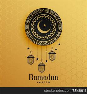 islamic style golden ramadan kareem greeting design
