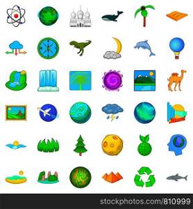 Island icons set. Cartoon style of 36 island vector icons for web isolated on white background. Island icons set, cartoon style