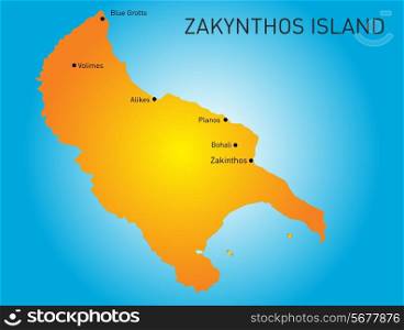 Island of Zakynthos in Greece map