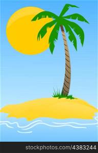Island with a palm tree. Island with a palm tree in the sea. A vector illustration