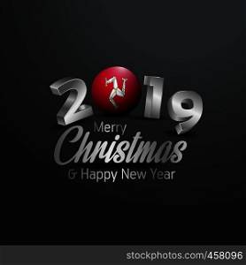 Isle of Man Flag 2019 Merry Christmas Typography. New Year Abstract Celebration background