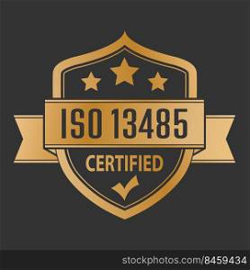 ISO 13485. The logo of standardization for websites, applications and thematic design. Flat style