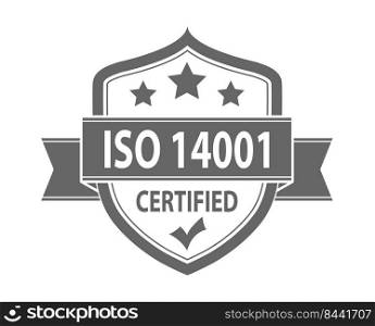 ISO 14001. The logo of standardization for websites, applications and thematic design. Flat style