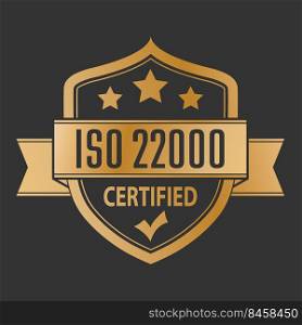 ISO 22000. The logo of standardization for websites, applications and thematic design. Flat style