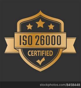 ISO 26000. The logo of standardization for websites, applications and thematic design. Flat style