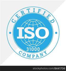 ISO 31000 certification st&. Flat style, simple design.  
