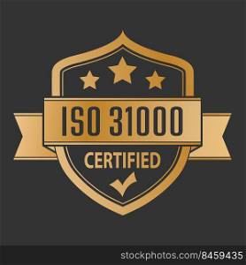 ISO 31000. The logo of standardization for websites, applications and thematic design. Flat style