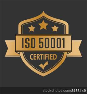 ISO 50001. The logo of standardization for websites, applications and thematic design. Flat style