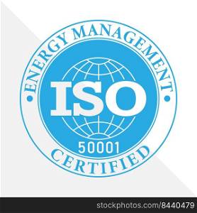 ISO 9001 - Energy Management,  certification st&. Flat style, simple design.  