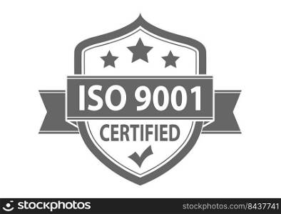 ISO 9001. The logo of standardization for websites, applications and thematic design. Flat style