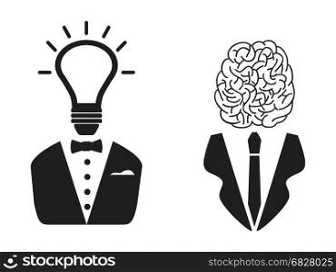 isolated 2 intelligent people head icon on white background