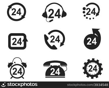 isolated 24 Hours Icons set from white background
