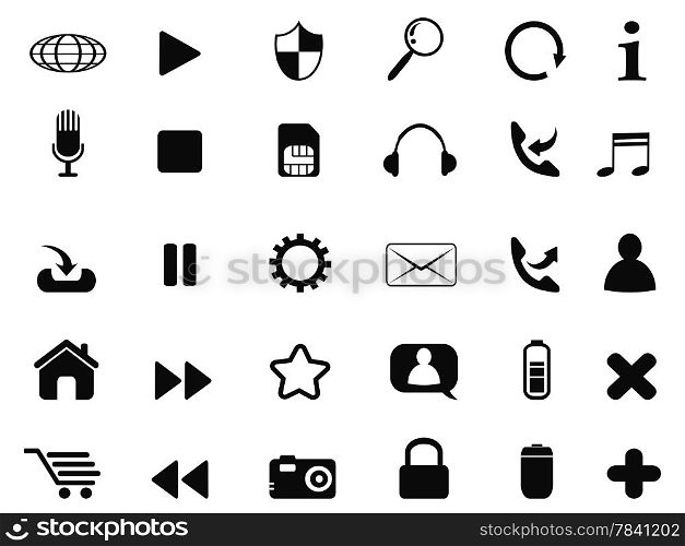 isolated 30 Mobile icons set from white background