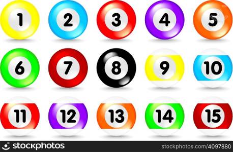isolated 3d pool balls - vector illustration