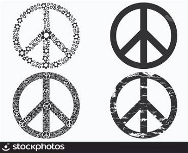 isolated 4 black peace symbol on white background